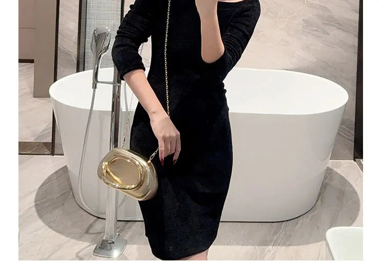 Gold Metal Closure Box Clutch Bag Women Evening Wedding Party Cute Purse Bag Handbag Dark Red Beige 2025 Spring New Fashion Ins