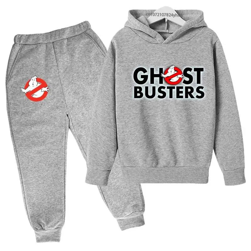 Ghost Busters Kids Funny Cartoon Print Spring Autumn Pullover Hoodie+Jogging Pants 2pcs Tracksuits 2-13 Years Boys Girls Clothes