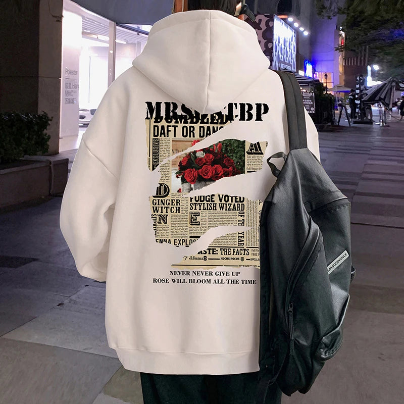 2025 Trendy Letter Print Adult Hooded Sweatshirt Spring Autumn New Loose Trendy Brand Oversized Casual American High Street Top