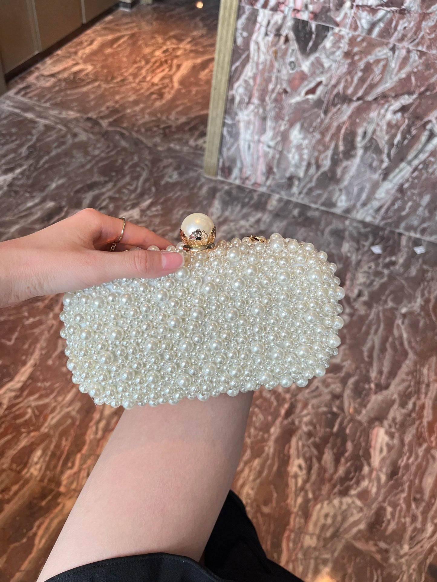 Luxury handmade wedding evening bag chain shoulder bag Full Beaded clutch bag Ladies Artificial Pearls Handbag for Wedding Party