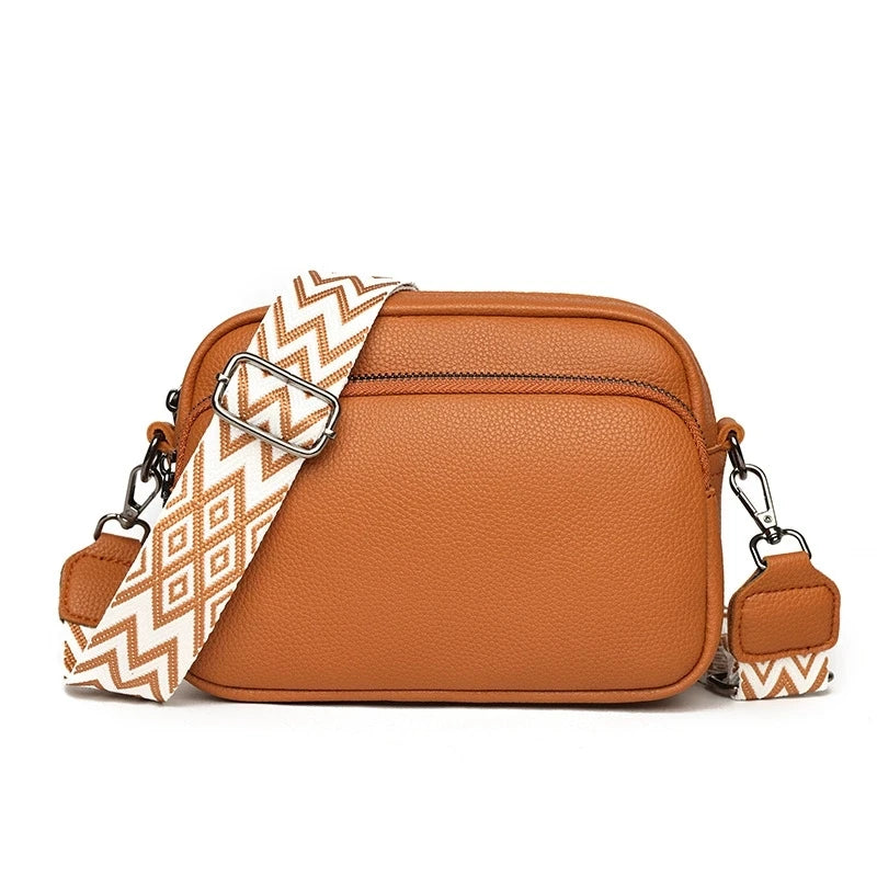 Stylish Crossbody Bag for Women Leather Messenger Bag, Versatile Shoulder Bag with Adjustable Geometric Pattern Design Strap