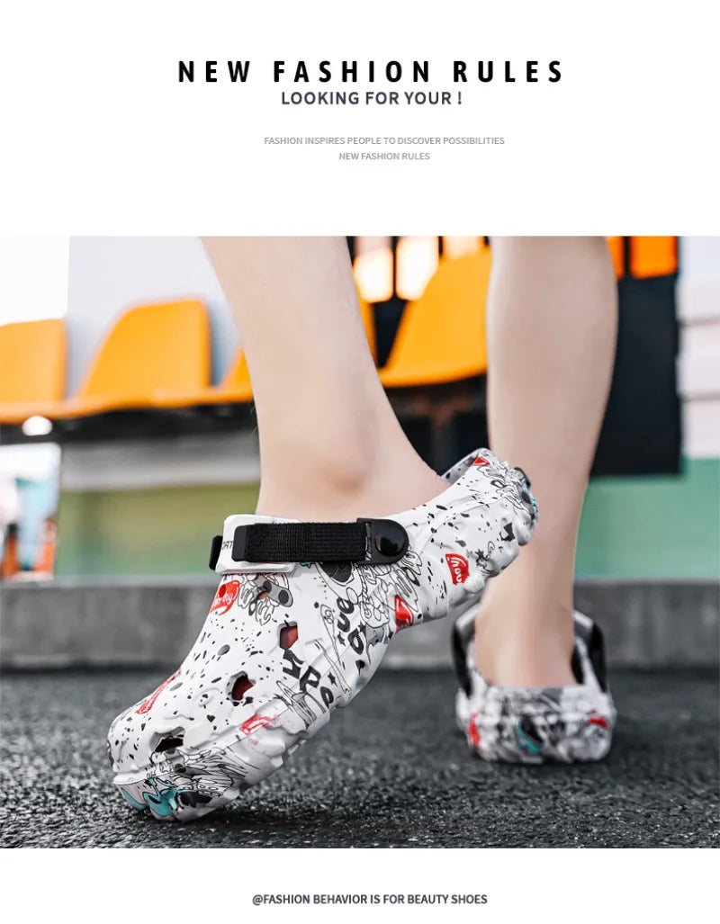 Plus Size46 47 Men Clogs Sandals Summer Outdoor Garden Clogs Hole Shoes Male Casual Shoes Water Shoes Comfort Home Soft Slippers