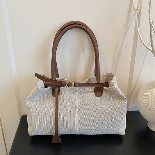 Retro Large Capacity Shoulder Tote Bag for Women Durable Material Travel Commuter Handbag Suitable for Fitness Swimming Shopping