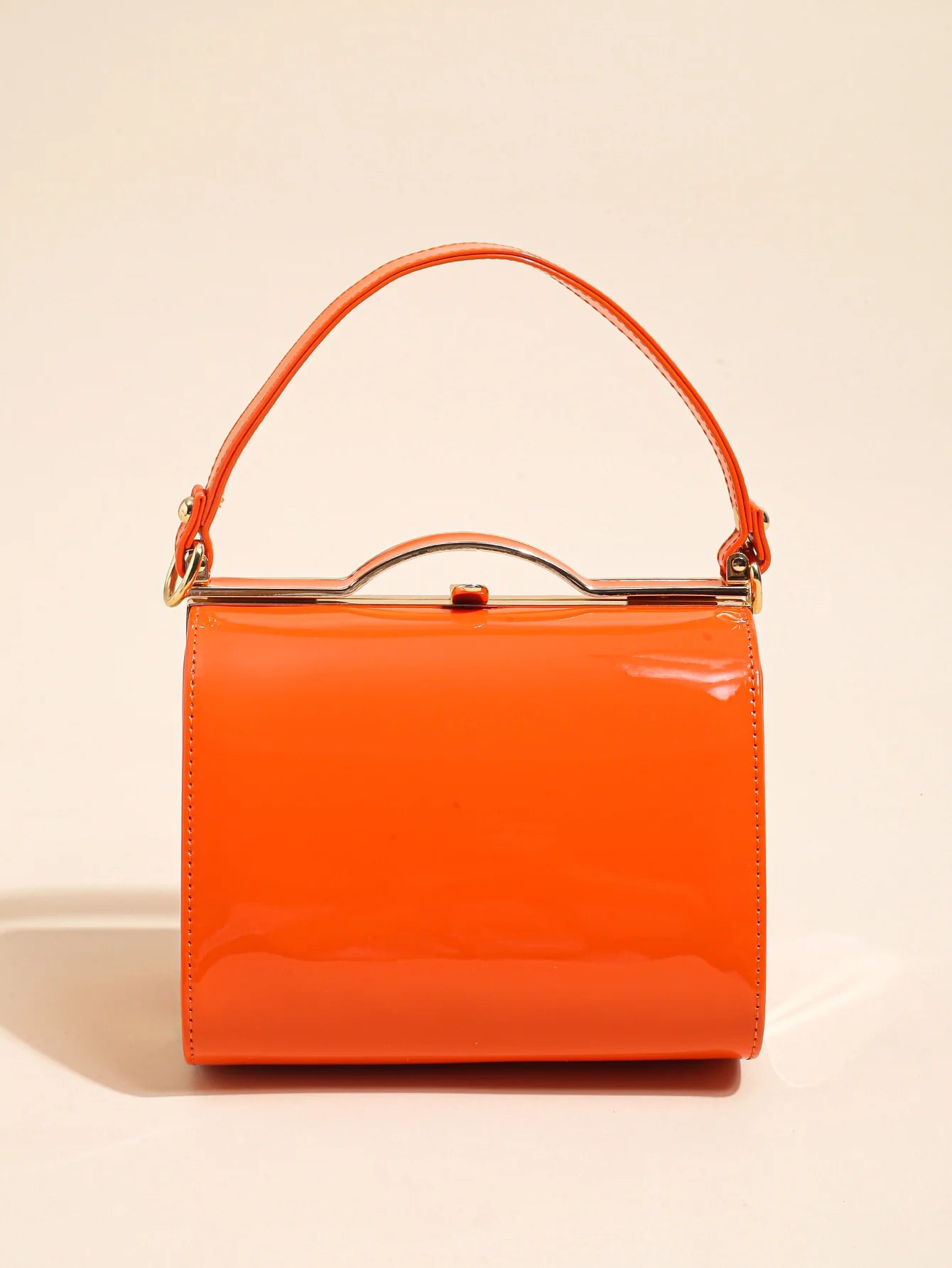 Highlight Cute Simple Patent Leather Pearlescent Leather Handheld Hard Shell Clip Dinner Bag