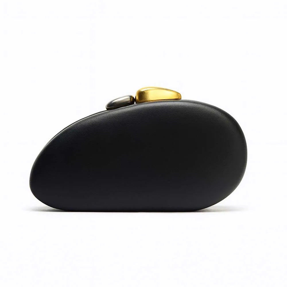 Designer Shell Shape Clutch Bag with Metallic Closure Chain Dinner Purse Women Evening Party Leather Shoulder Crossbody Handbags