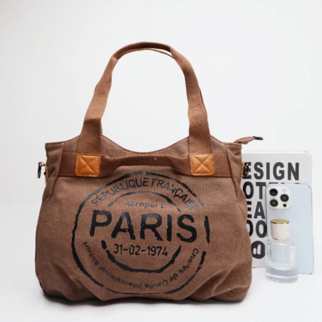 Women's canvas handbag letter tote bag casual large capacity commuting shoulder crossbody bag