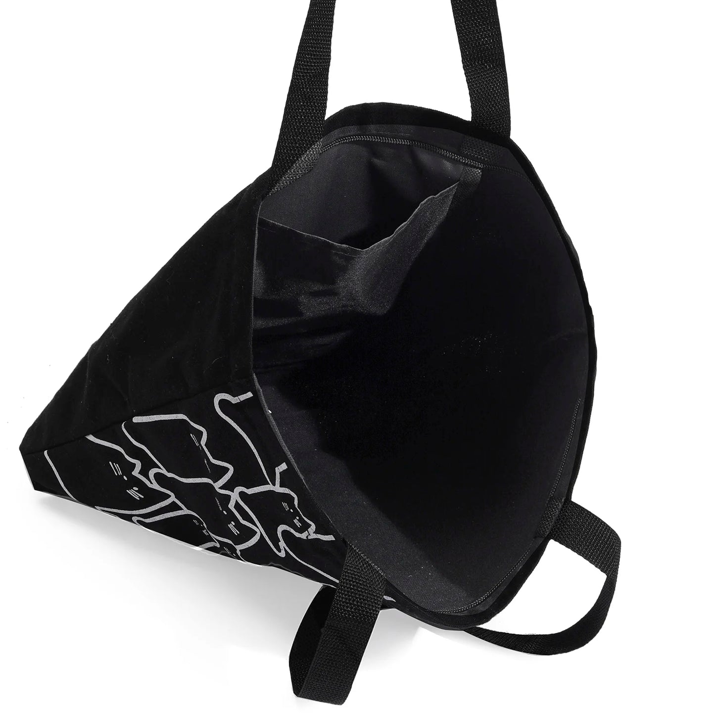 Canvas Handbag For Women 2023 Fashion Cute Cat Tote Messenger Bags With Zipper Designer Bag Ladies Cartoon Shoulder Shopper Bags