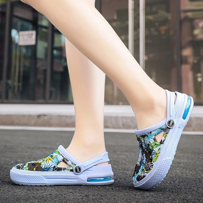 2006 Women's Ethnic Shoes Clogs Soft Sole Two-way Wear for Beach Mules and Pool Women Garden Slides Indoor Nursing Clogs Sandals