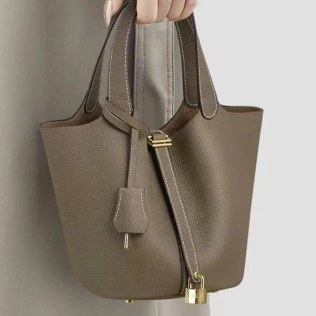 Classic Vegetable BasketpuWomen's Handbag Simple Bucket Bag Mother Bag Fashion Versatile Women's Bag Cross-border