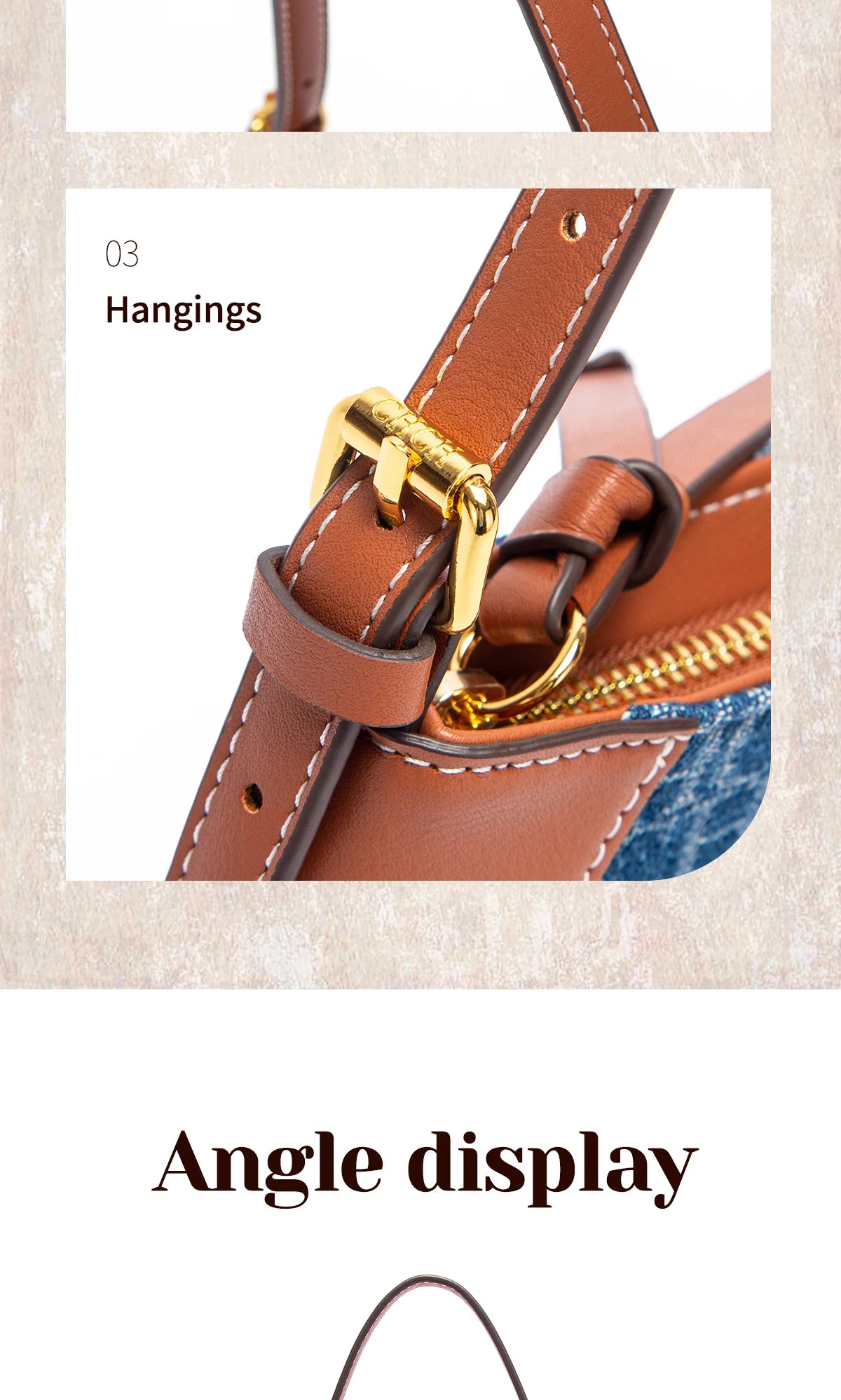 CHCH Women's Handbag 2025 Summer Cowboy Splicing Design Phone Bag Simple Commuter Underarm Bag Wallet