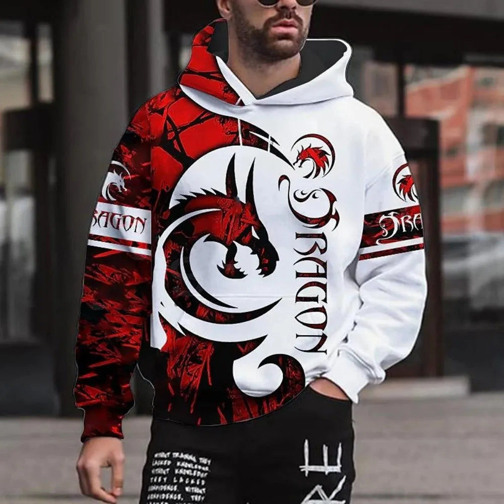 Autumn fashion men's European and American animal print micro elastic comfortable hooded sweatshirt outdoor urban high street cl