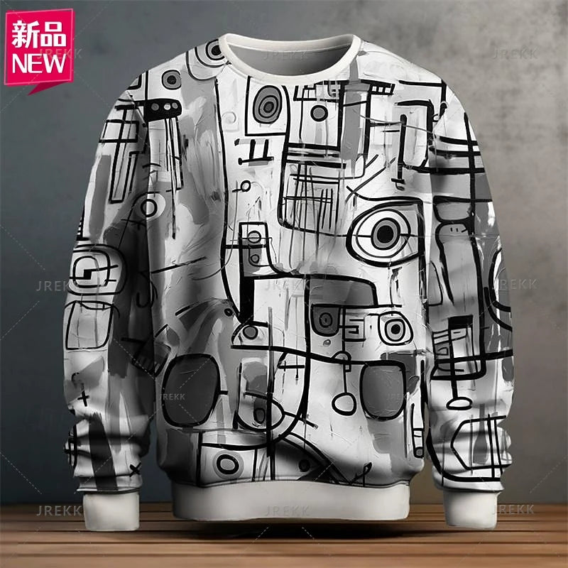 Harajuku 3D Colorful Abstract Patterns Printing Sweatshirts Kid Fashion Streetwear Round Neck Sweatshirts Cool Mens Clothing Top