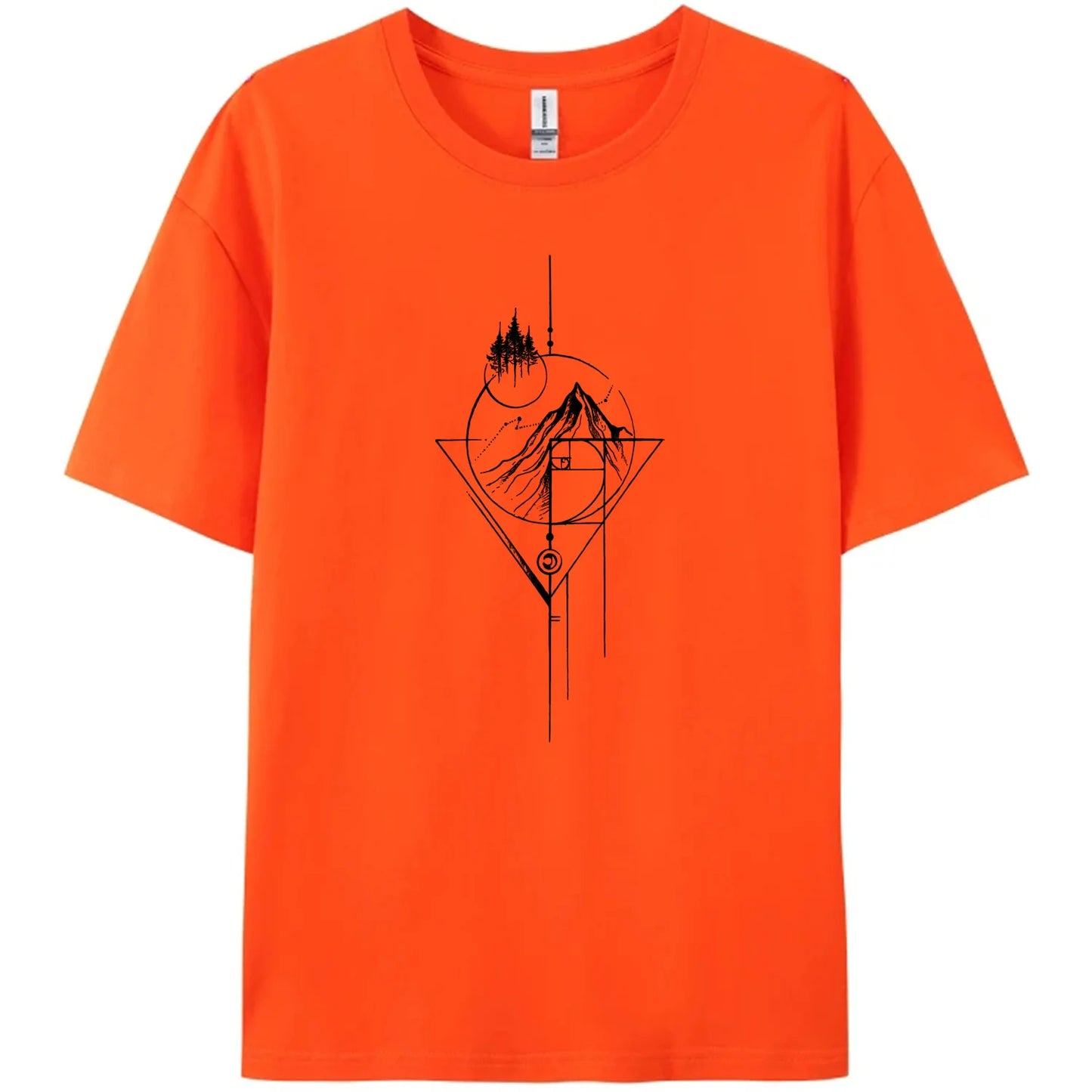 Men's White Fibonacci Short-Sleeved Printed Casual T-Shirt 180GMS 100% Cotton Funny Graphic Outdoor Nature T Shirts For Summer