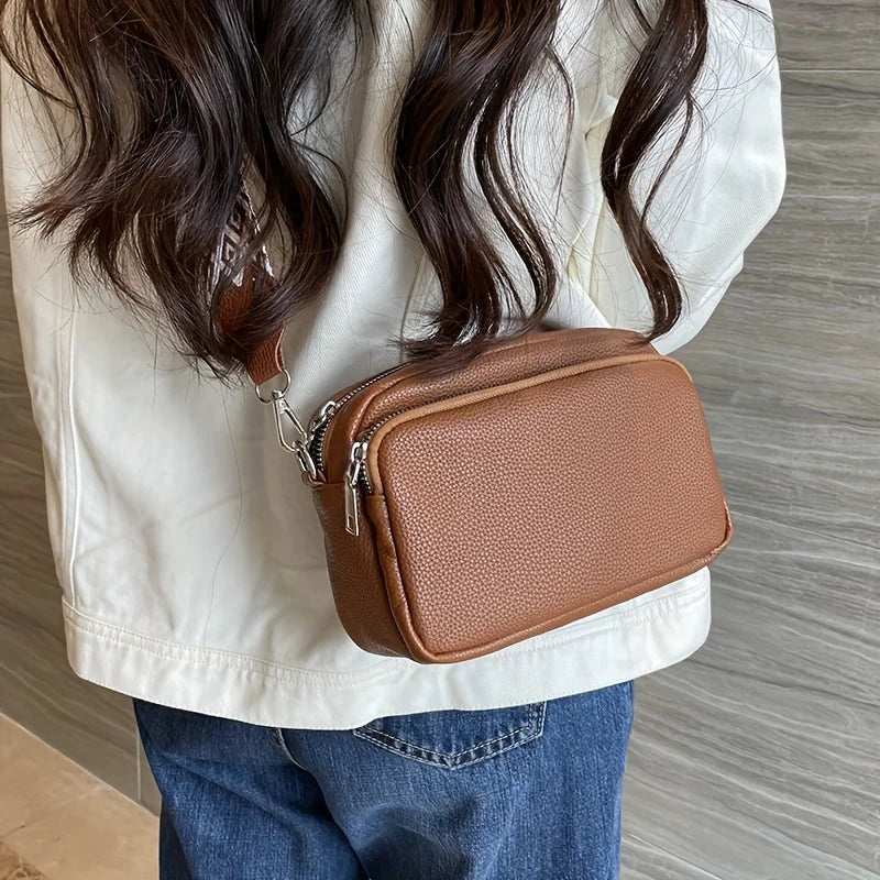 Stylish Crossbody Bag for Women Leather Messenger Bag, Versatile Shoulder Bag with Adjustable Geometric Pattern Design Strap