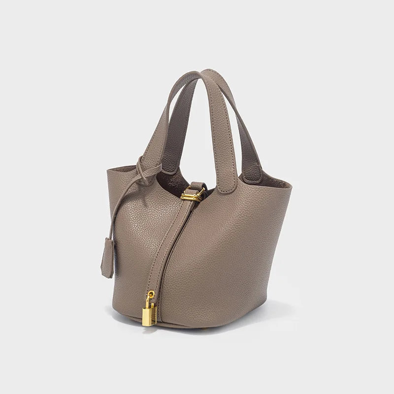 Classic Vegetable BasketpuWomen's Handbag Simple Bucket Bag Mother Bag Fashion Versatile Women's Bag Cross-border