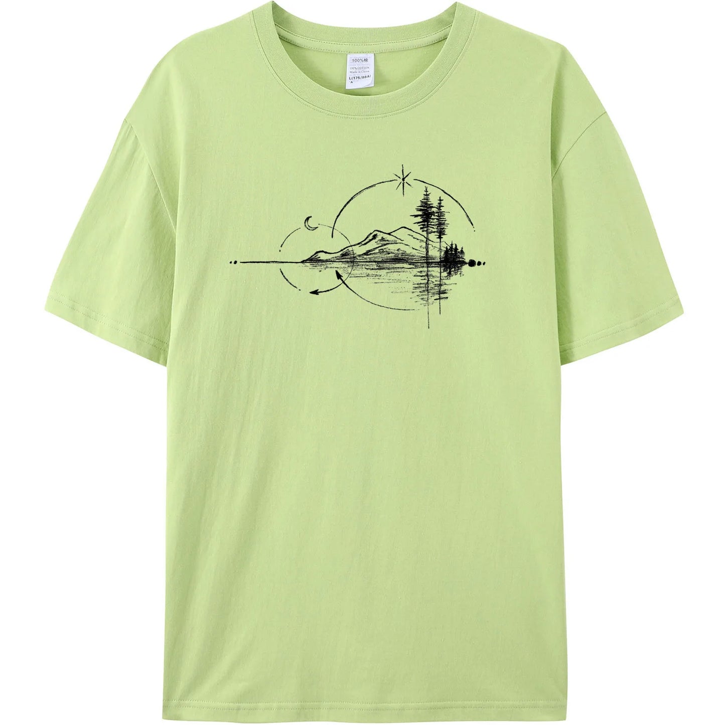 Men's Geometric Mountain Short-Sleeve Printed Casual T-Shirt 180GMS 100% Cotton Funny Graphic Outdoor Nature T Shirts For Summer