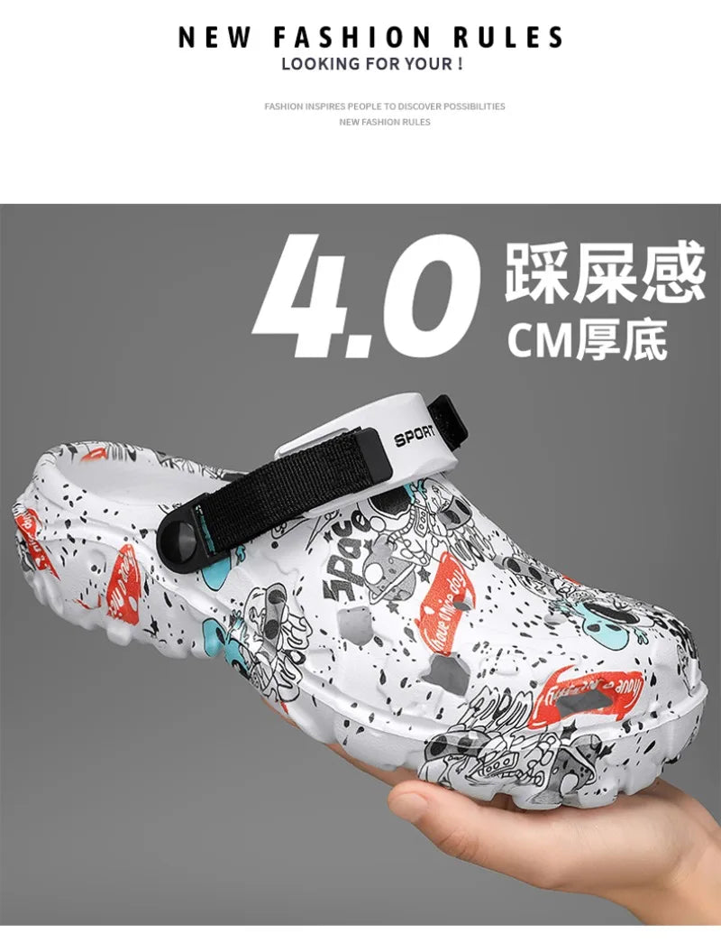 Plus Size46 47 Men Clogs Sandals Summer Outdoor Garden Clogs Hole Shoes Male Casual Shoes Water Shoes Comfort Home Soft Slippers
