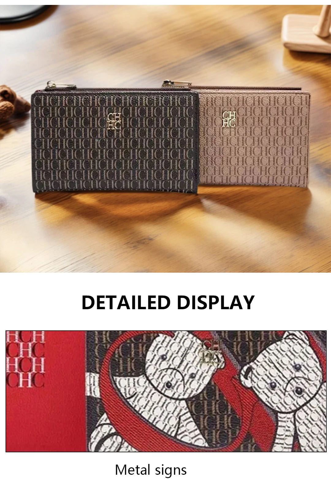 CH Exquisite Compact Portable High-quality Wallet With A High-end Feel Light Luxury Women's Cartoon Pattern Printed Wallet