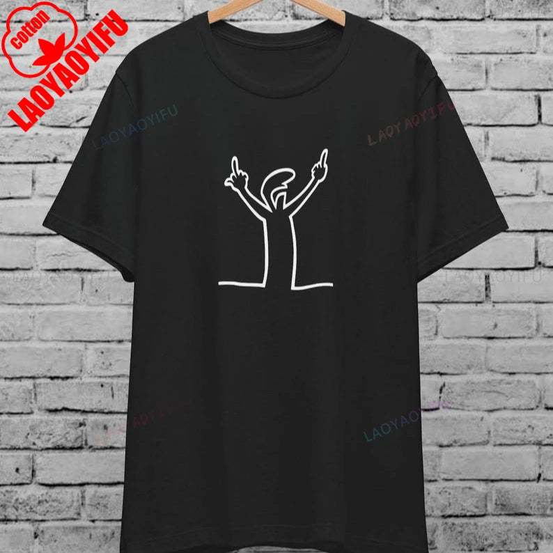 Angry La Linea Unisex T-Shirt for Men Women The Line Osvaldo Vintage Funny Gift 80s Cartoon Summer Casual Comfort Cotton Tees