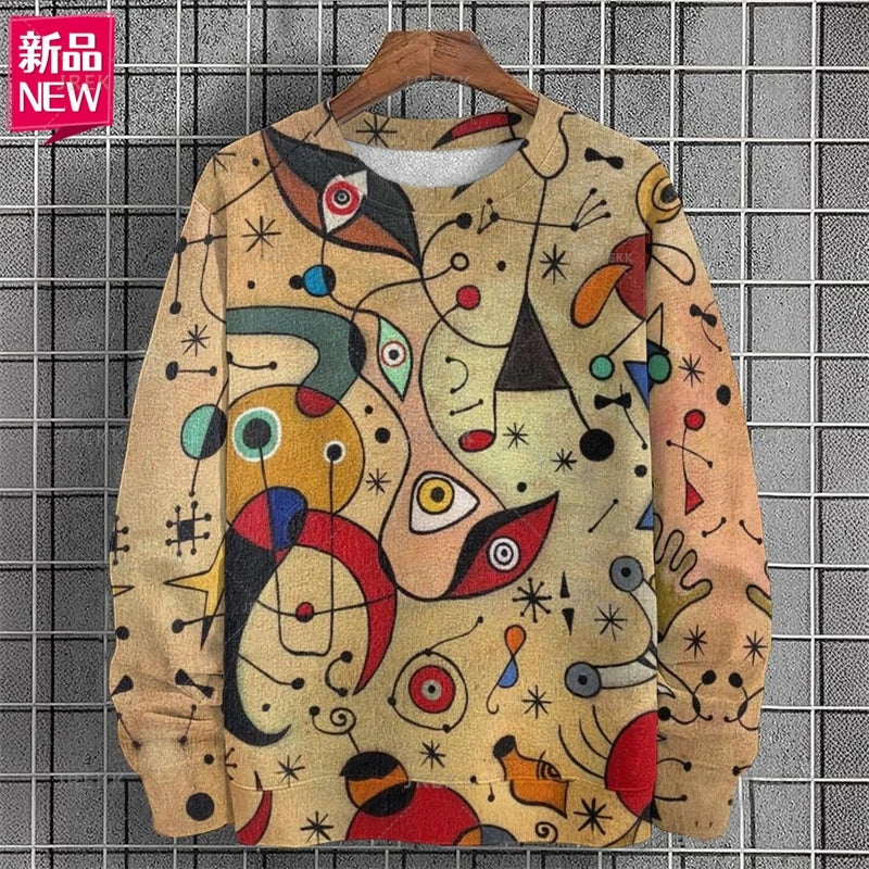 Harajuku 3D Colorful Abstract Patterns Printing Sweatshirts Kid Fashion Streetwear Round Neck Sweatshirts Cool Mens Clothing Top