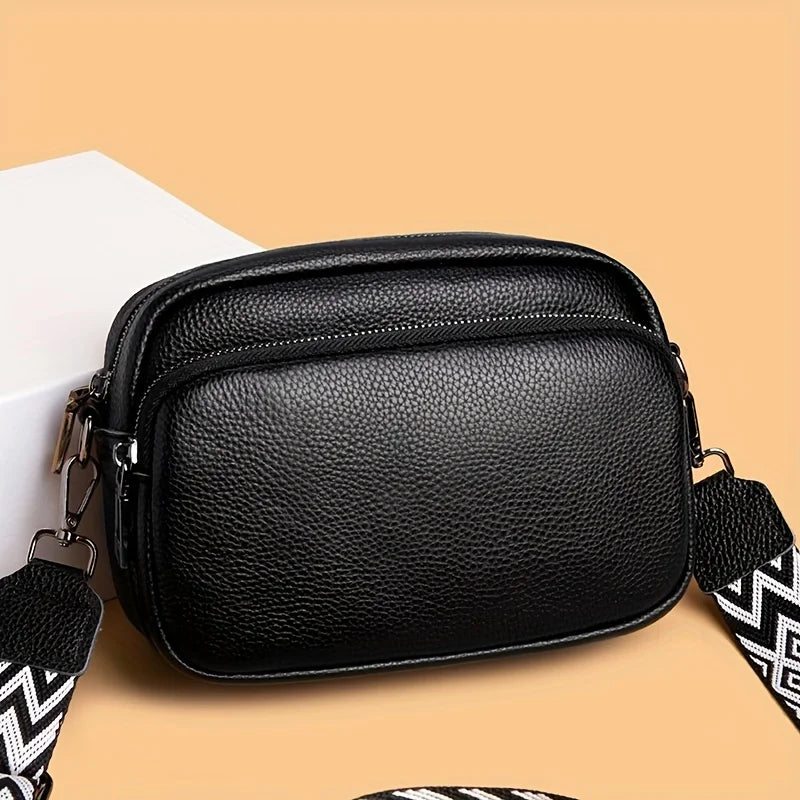 Stylish Crossbody Bag for Women Leather Messenger Bag, Versatile Shoulder Bag with Adjustable Geometric Pattern Design Strap