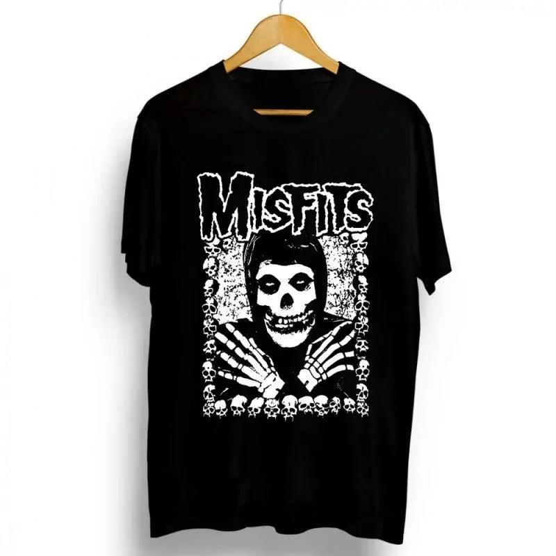 T Shirt Y2K Men's Womens Harajuku Gothic Hip Hop Graphic Printing Cotton Round Neck MISFITS Oversized Tees Short Sleeve Tops