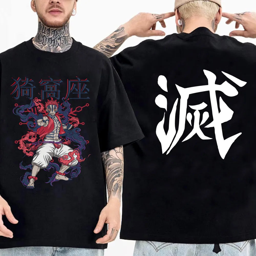 Japanese Anime Shirt Demon Slayer Infinity Castle T Shirt Men Cartoon Kimetsu No Yaiba Cotton Streetwear Clothes  Cool Y2K Tees