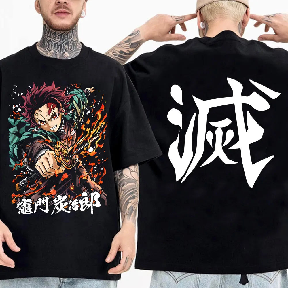 Japanese Anime Shirt Demon Slayer Infinity Castle T Shirt Men Cartoon Kimetsu No Yaiba Cotton Streetwear Clothes  Cool Y2K Tees