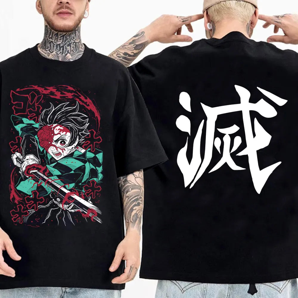 Japanese Anime Shirt Demon Slayer Infinity Castle T Shirt Men Cartoon Kimetsu No Yaiba Cotton Streetwear Clothes  Cool Y2K Tees