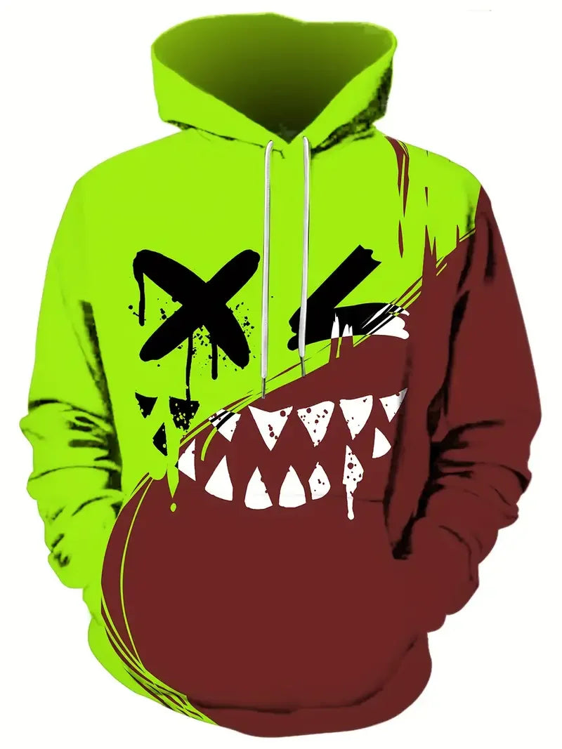 Men's Creative Smiling Face Pattern Printed Hoodie Fashionable Men's Trendy Hoodie Casual Design Hoodie With Pocket Streetwear