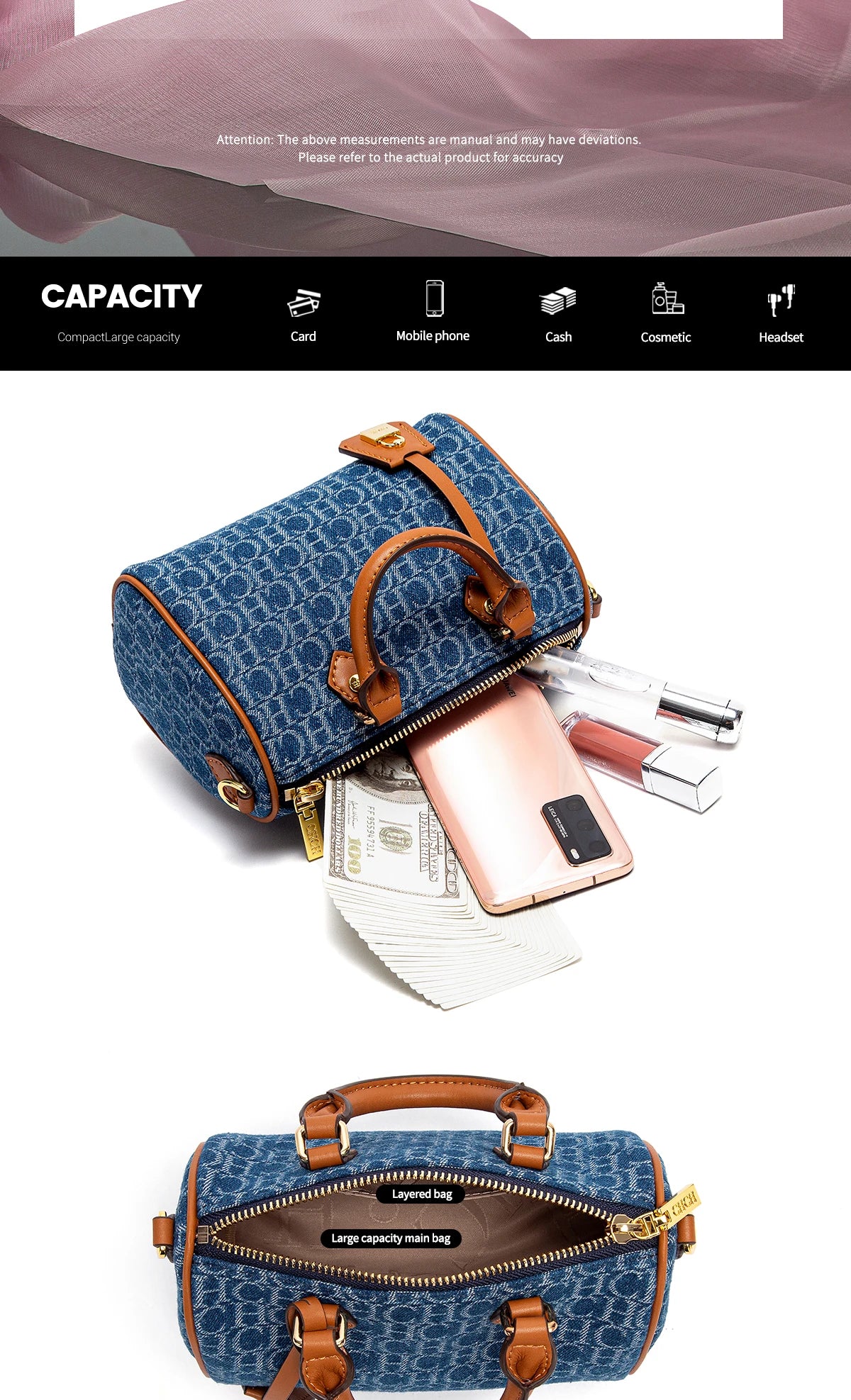 Women's Shoulder Bag 2025 New Cowboy Splicing Pillow Bag, Casual Party Women's Handbag