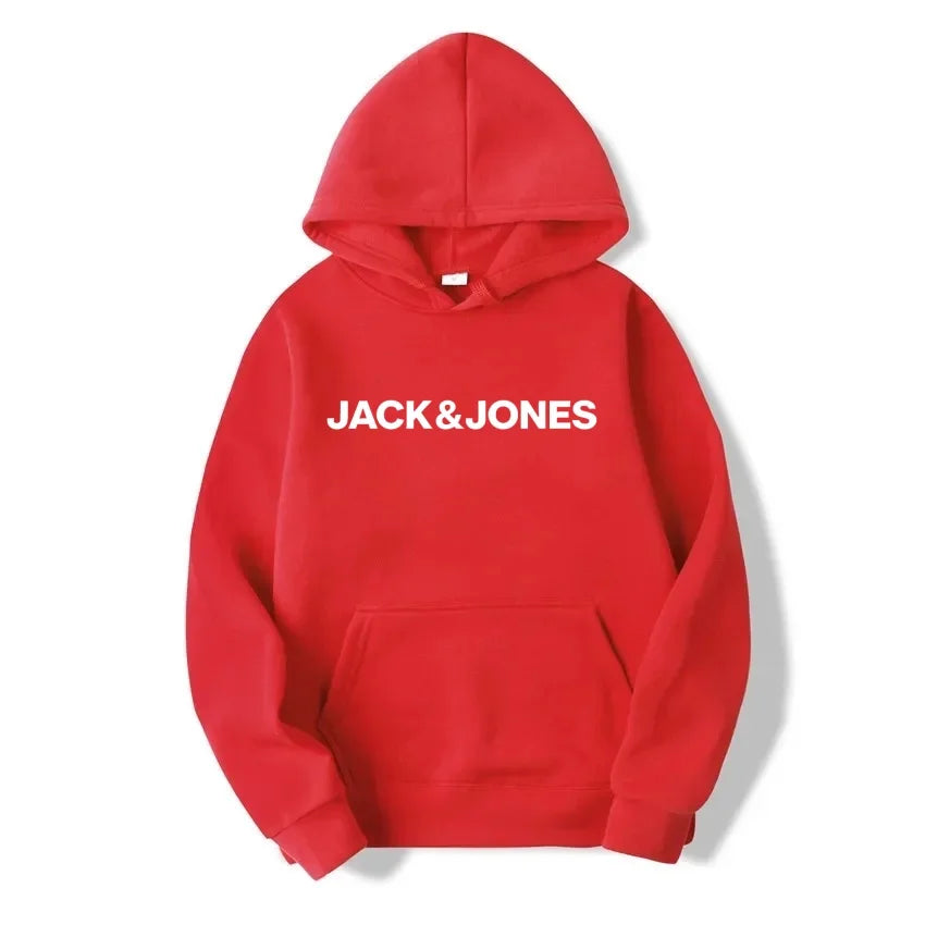 Jack & Jones Men's and Women's Hooded Sweatshirts, Fashionable Loose and Casual, Comfortable Printed Sportswear, Streetwear