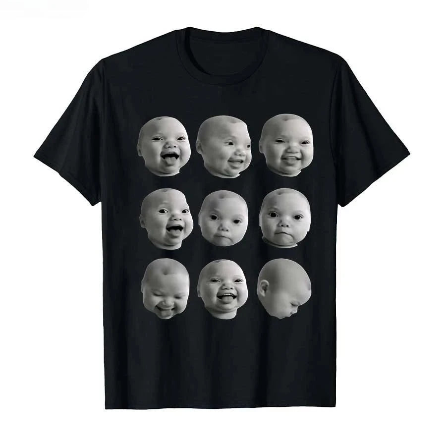 Funny AI Baby Holding Laugh Meme Viral Trend T-shirt for Women T Shirts Short Sleeve Tops Streetwear Women's Tees Casual Clothes