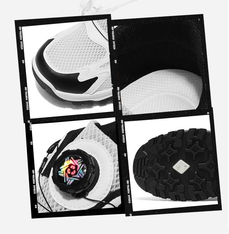 Men's breathable casual sneakers summer soft sole non-slip outdoor running shoes classic Rotating shoelaces light sports shoes