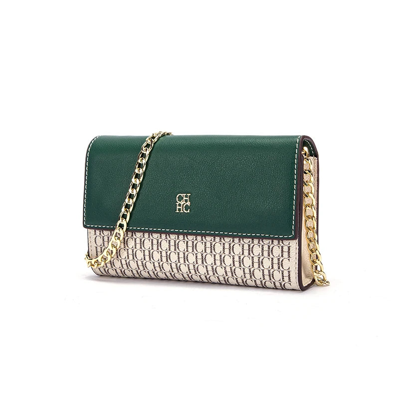 CHCH Women's Shoulder Bag New Magnetic Flip Chain Bag Brown Small Square Bag Wallet