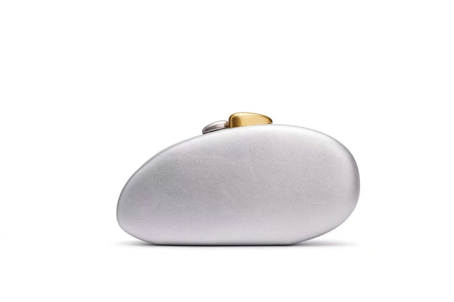 Designer Shell Shape Clutch Bag with Metallic Closure Chain Dinner Purse Women Evening Party Leather Shoulder Crossbody Handbags