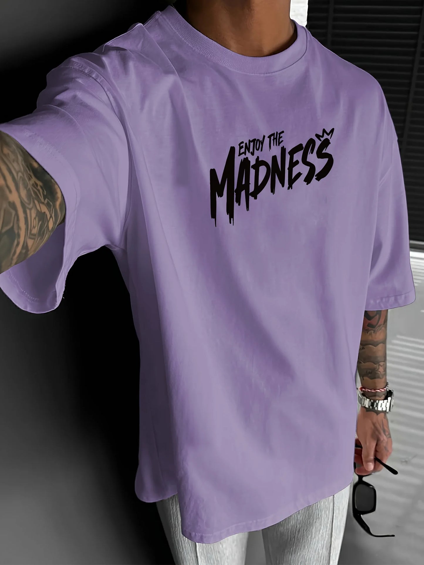 Hot selling fashionable men's cartoon letter printed comfortable and breathable round neck T-shirt outdoor street style top