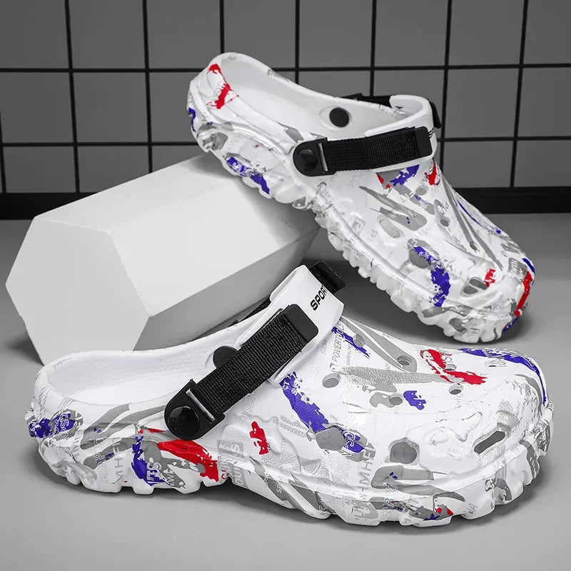 Plus Size 47 Summer Men Sandals Clogs Outdoor Garden Clogs Hole Shoes Male Casual Shoes Water Shoes Comfort Home Soft Slippers