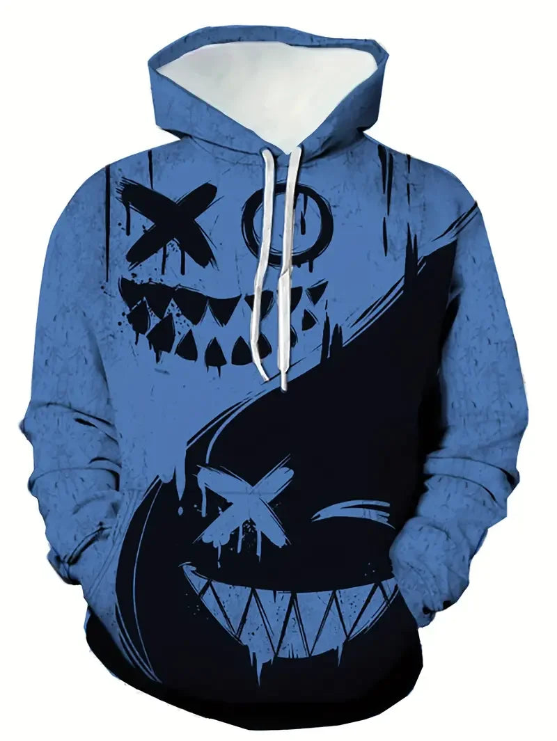 Men's Creative Smiling Face Pattern Printed Hoodie Fashionable Men's Trendy Hoodie Casual Design Hoodie With Pocket Streetwear
