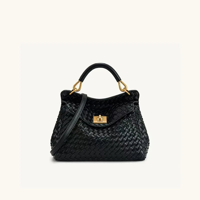 JWPEI Lucia Elegant Buckle Genuine Leather Handbag for Women, Urban Casual Commuter Shoulder and Crossbody Bag
