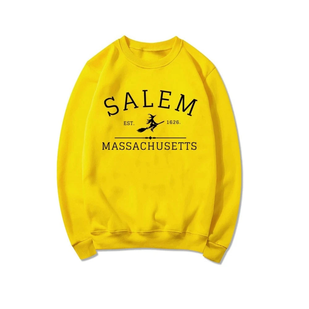 Salem Massachusetts Crewneck Halloween Sweatshirt Salem Witch Sweater Halloween Witchy Sweatshirts Women Graphic Hoodies Top