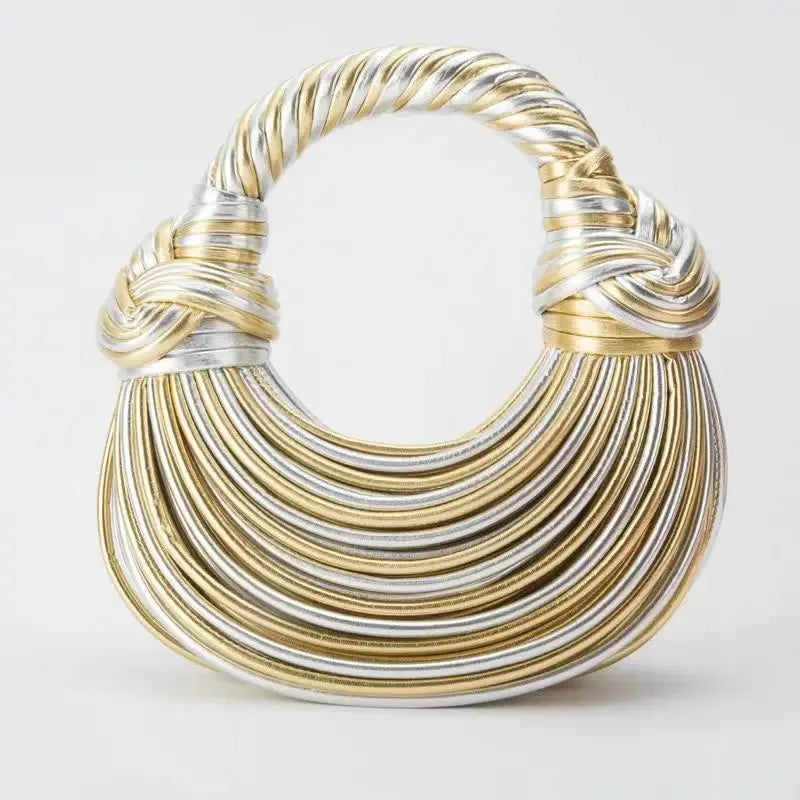 Ladies2025New Luxury Designer Handbags Hand-woven Noodle Bag Knot Bag silver Dinner Bag