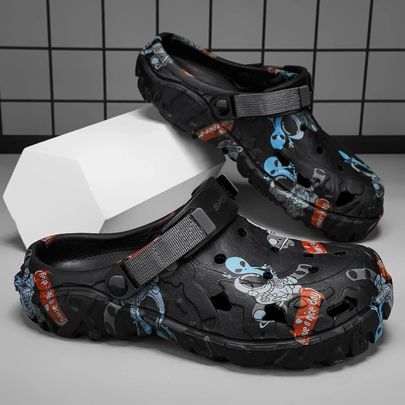 Plus Size46 47 Men Clogs Sandals Summer Outdoor Garden Clogs Hole Shoes Male Casual Shoes Water Shoes Comfort Home Soft Slippers