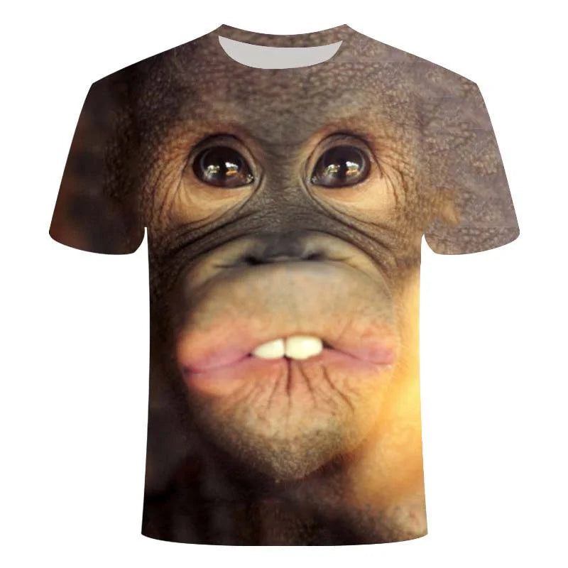 Funny 3D Monkey Graphic T Shirts for Men Clothing Casual Gorilla Animal T-shirt New Men's Hip Hop Short Sleeve T-shirts Tops Tee