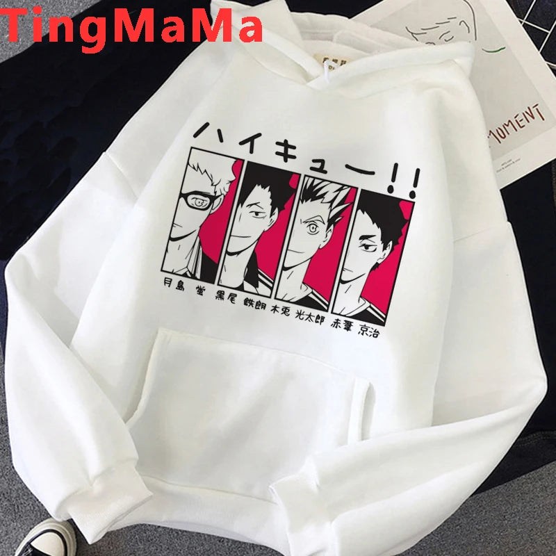 Oya Oya Oya Haikyuu Japanese Anime Hoodies Men Kawaii Cartoon Nekoma Graphic Streetwear Kuroo Volleyball Sweatshirts Male