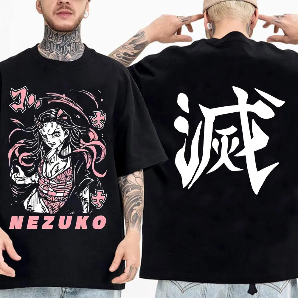 Japanese Anime Shirt Demon Slayer Infinity Castle T Shirt Men Cartoon Kimetsu No Yaiba Cotton Streetwear Clothes  Cool Y2K Tees