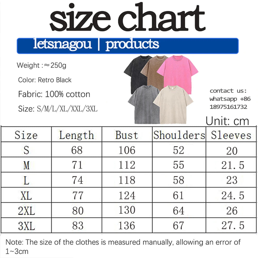 Anime Monster T Shirts Washed Men Women Cotton Harajuku T-Shirts High Quality Retro for Men Women Tops Tees Unisex