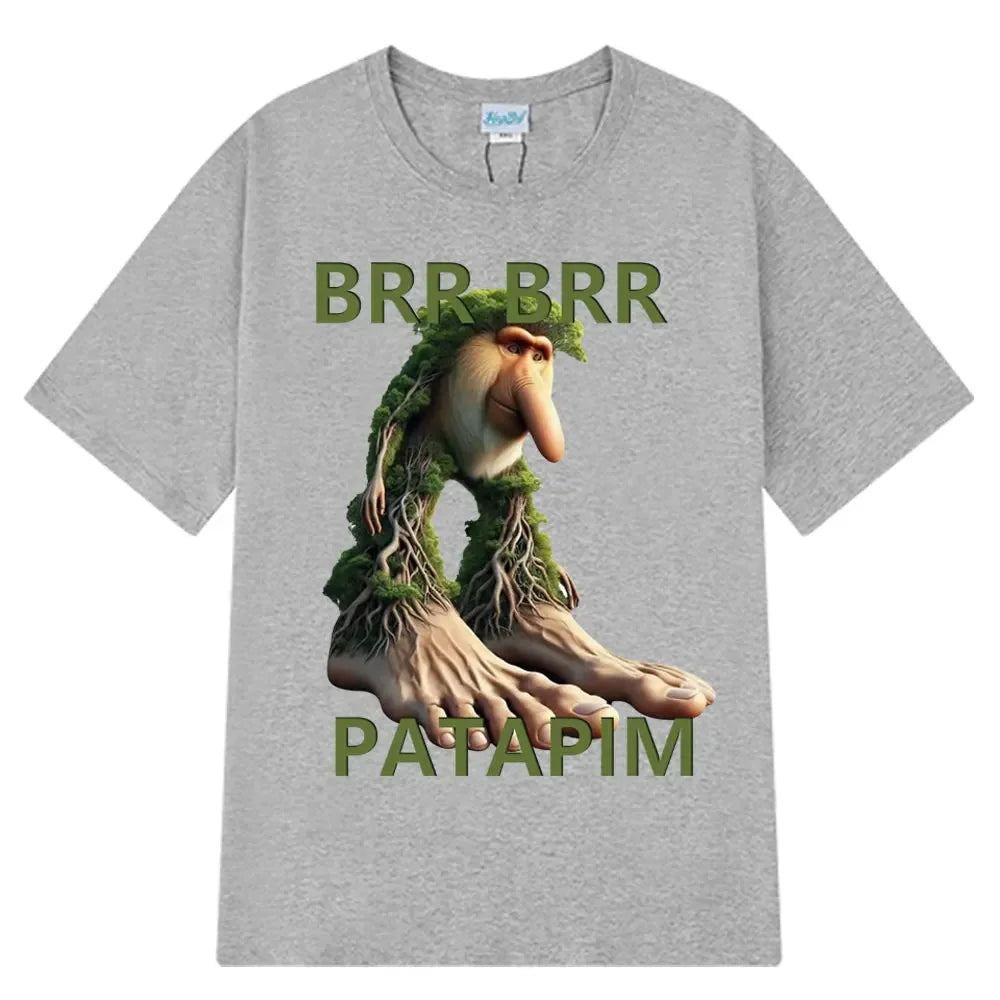 Brr Brr Patapim T Shirt Funny Italian Brainrot Meme Graphic T-shirt Women Summer Cozy Soft O-Neck T-shirts Tops