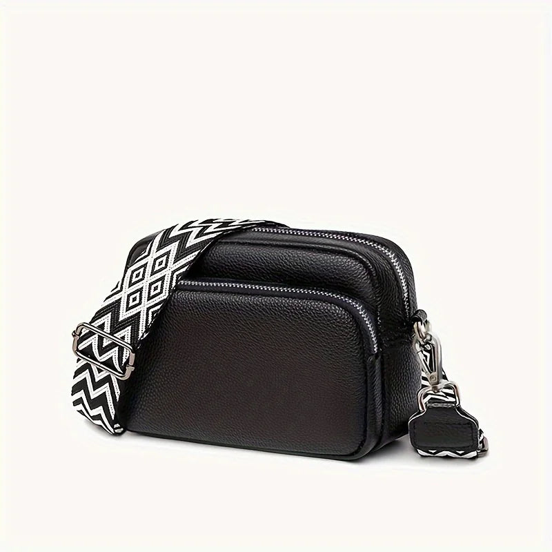 Stylish Crossbody Bag for Women Leather Messenger Bag, Versatile Shoulder Bag with Adjustable Geometric Pattern Design Strap