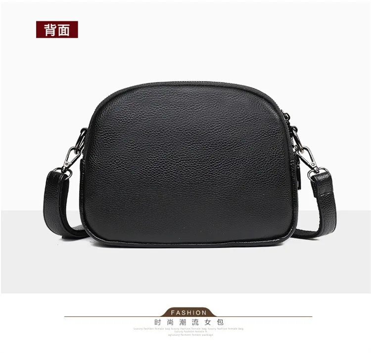 Women's Crossbody Bag, Water-Resistant Solid Color Square Shoulder Bag, Three Layer Zipper Closure Phone Purse Pouch for Women